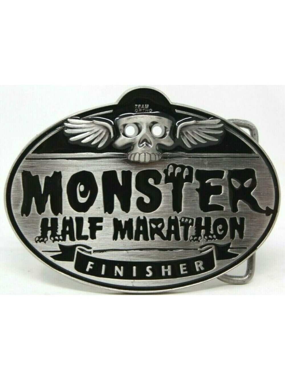 Monster Half Marathon Finisher Belt Buckle Skull Design Metal Oval #D-4 - Picture 2 of 7